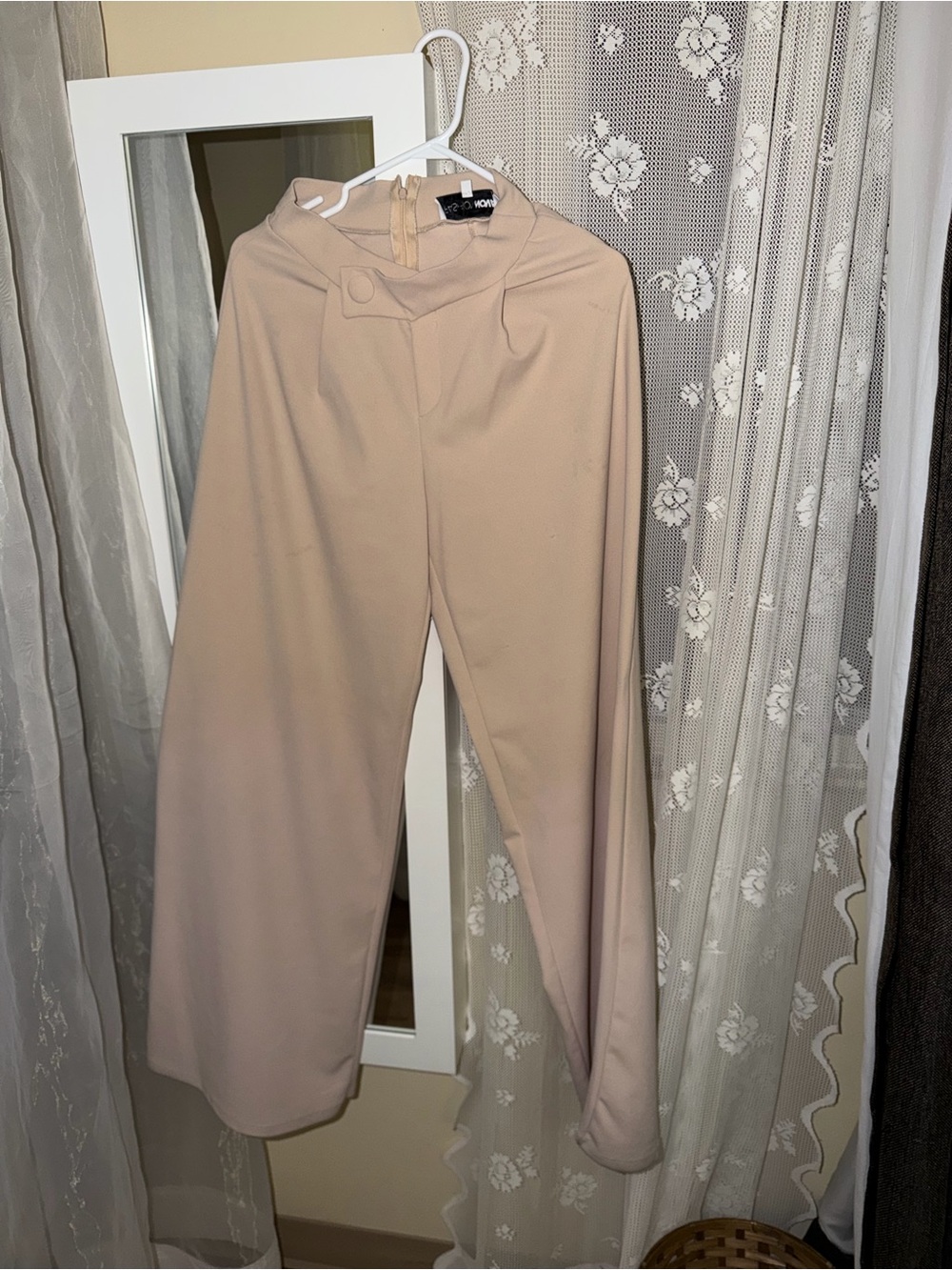 Fashion Nova Beige Wide-Leg High-Rise Pants